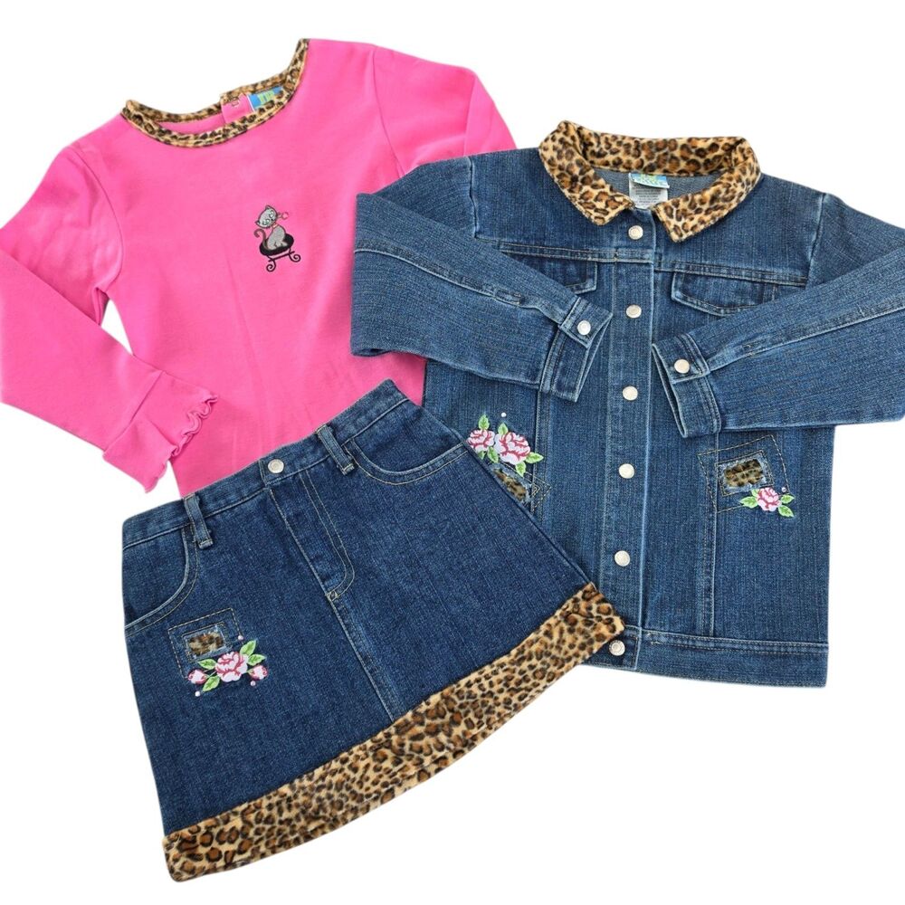 Lil Jellybean JB Kids Girls Denim Skirt Jacket Outfit Size 5 Boutique Deadstock